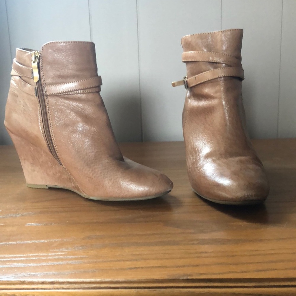 Chinese Laundry Leather Wedge Booties